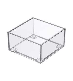 L'organiseur de tiroir SLIDE KLAR de BNB x VCN, c'est une boîte en acrylique carrée et transparente, idéale pour ranger tes tiroirs et empilable, ici sur fond blanc.