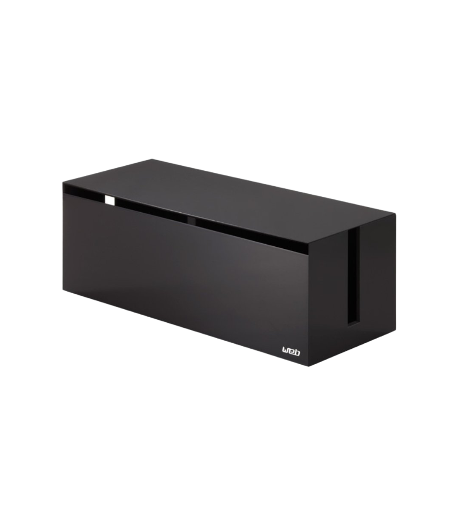 Die YAMAZAKI WEB Kabelbox-Braun ist ein stilvoller rechteckiger Kabel-Organizer mit Deckel und seitlichen Öffnungen, ideal zum Verstecken von Steckerleisten und zur Minimierung von Kabel-Wirrwarr mit seinem minimalistischen Design.