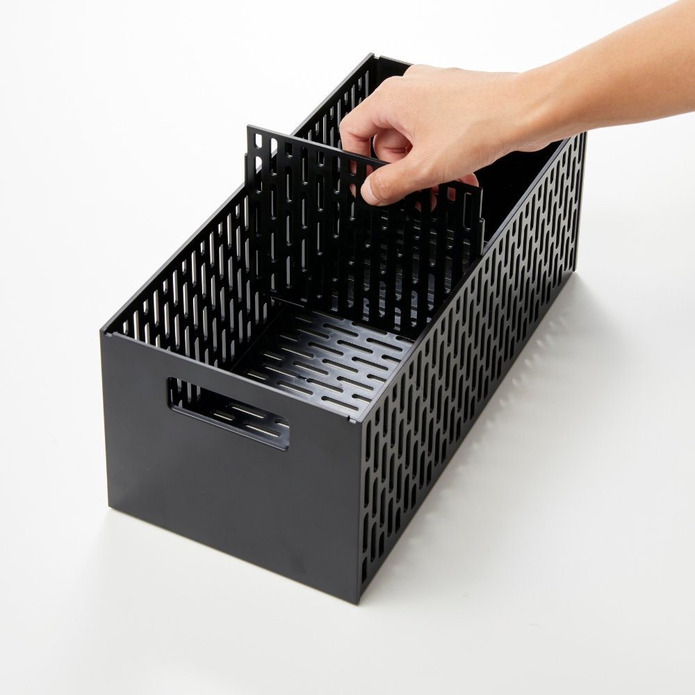 Yamazaki TOWER Aufbewahrungskorb mit flexiblen Fächern - Schwarz - BINS AND BOXES